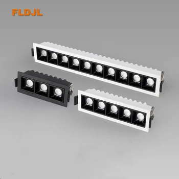 Linijos stačiakampio LED lubų dėmesio pritemdomi 2W 4W 10W 20W 30W įleidžiamas LED downlight anti-glare kambarį eilėje šviesos