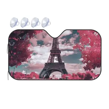 Paryžiaus Eifelio Bokštas Spausdinti Automobilio Priekinio Stiklo Skėtį Nuo Saulės, Automobilio Saulės Skydelis Priekyje Stiklas Nuo Saulės Pavėsyje, Universalus Sulankstomas Saulės Skydas