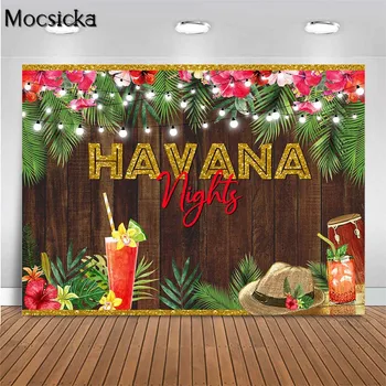Mocsicka Havana Nights Šalis Dekoro Foto Tapetai Rudos Medinės Lentos Moterys Gimtadienio Reklama Vasarą Fotografijos Backdrops