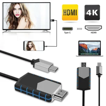 2m 6.5 Ft USB C Tipo HDMI Adapteris 4K Tipo C 3.1 Male HDMI Male HDTV-AV TV Konverteris Kabelis Samsung Galaxy S10 S9 MacBook