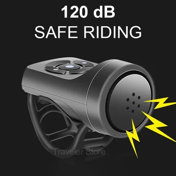 120 dB Dviračių Bell Ragų USB Mokamas Elektroninių Ragų 4 Rūšių Motociklų Nuoma Ragų Kalnų Keliais, važiavimas Dviračiu Anti-theft Alarm Ragų