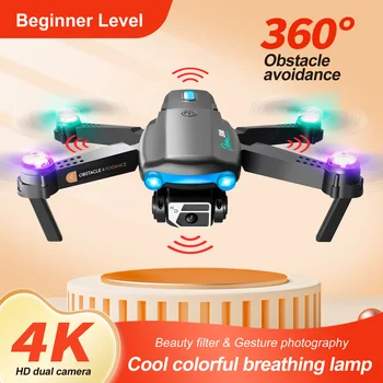 S98 Drone 4K HD Dual Camera Professinal aerofotografija Kliūčių Vengimo mirksinti Šviesa Sraigtasparnis, Sulankstomas Rc Quadcopter
