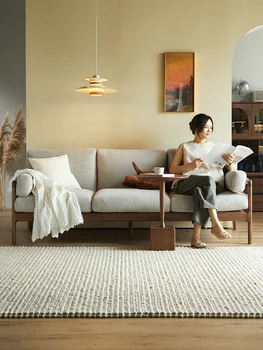 Šiaurės Amerikos juoda riešutmedžio sofa, Šiaurės visą medžio masyvo mažų gyvenimo kambario baldai, žurnalo medžiaga, modernus paprasta sofa