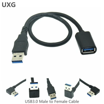 90 Laipsnių USB 3.0 Vyrų ir Moterų Adapterio Kabelį Kampas USB 2.0 Išplėtimo Extender Greitai Perdavimo Kairė/dešinė/Aukštyn/Žemyn 25cm 0,5 m