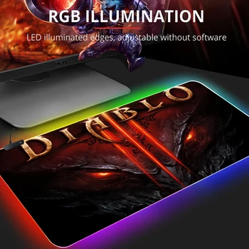 RGB Pelės Mygtukai Diablo 3 Gaming Mouse Pad Kompiuterio Didelis Kilimėlis Apšvietimu XXL Pelės kilimėliai LED Žaidėjus Mause kiliminė danga, Stalas Kilimėlis CS GO