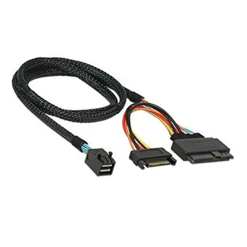 12G Mini SAS Cable SFF-8643 į SFF-8639 NVMe SSD su 15 pin SATA Maitinimo