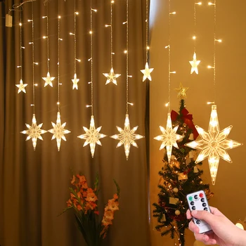 2,5 M LED Star Užuolaidų Lemputė 220V ES Kalėdų Girliandas String Fėja 