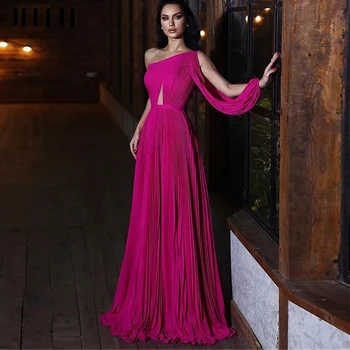JEHETH Mados vakarinių Suknelių Vieną Petį V-Kaklo, vestidos de fiesta Šifono-Line ilgomis Rankovėmis elegantes para mujer 2023