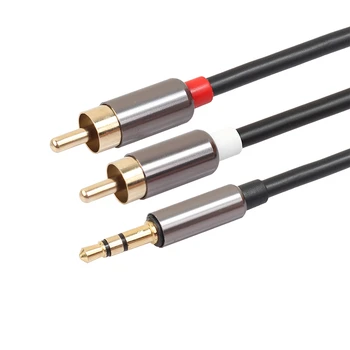 3.5 mm 1/8 TRS Į 2RCA Male Plug-Male Jungtis AUX Audio Adapteris HiFi Garso Stereo Y Splitter Cable for PC, MP3 Garsiakalbis, Stiprintuvas