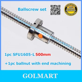 1set 1605 ballscrew = 1pcs Pabaigos naudojami SFU1605 Kamuolys Varžtas L 500mm + 1pc 1605 BallScrew Veržlė CNC Graviravimo Staklės