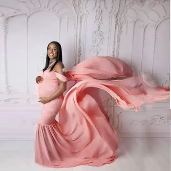 Mielas Motinystės Suknelės Kūdikių Dušai Medvilnės, Šifono Nėštumo Suknelė Fotosesiją Nėščioms Moterims Maxi Suknelė Fotografijos Prop