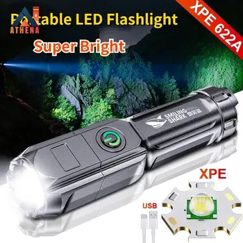 Stiprus Šviesos LED Žibintuvėlis USB Įkrovimo Zoomable Taktinis Žibintuvėlis Nešiojamų Lauko Kempingas, Žygiai Žibintuvėlis, Avarinis Žibintas