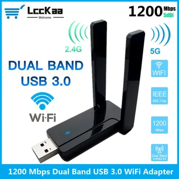 LccKaa 1200Mbps USB 3.0, Wifi Adapter Dual Band 2.4 Ghz, 5 ghz 802.11 AC/A/B/G/N Wifi Antenos prijungimo įtaisas Tinklo Kortelė Nešiojamojo kompiuterio Darbalaukį
