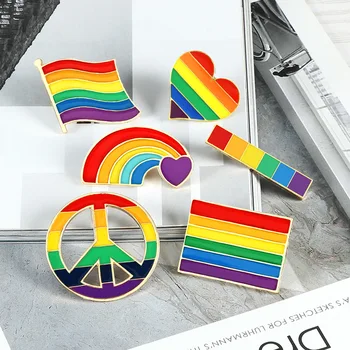 100 VNT LGBT Vaivorykštė Emalio Prisegti Ženkliukai, Vėliavos Širdies Ramybę, Meilę, Sagės Smeigtukai Bag Aprengti Džinsai Skrybėlės Gėjų Lesbiečių Ženklelis