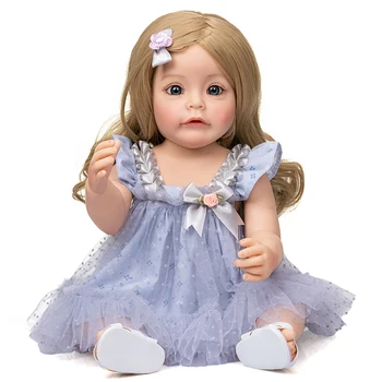 55CM FUll Body Silikono Atgimsta Vaikiška Mergaitė Princesė Sue-Sue Hand-išsamus Paiting Vandeniui, Žaislas Kalėdų Dovana