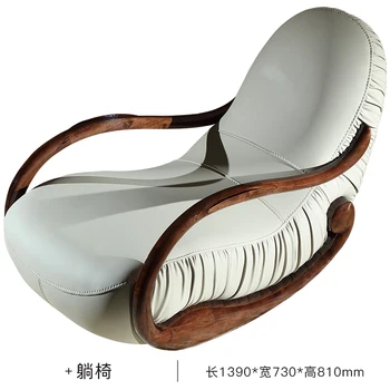 Meno recliner, natūralaus medžio, odos, laisvalaikio supamoji kėdė, sofa, kėdė, 2023 originalus šviesos prabanga naujas produktas K6