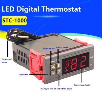 STC-1000 STC 1000 12V 24V 220V LED Skaitmeninis Termostatas, už Inkubatoriaus Temperatūros Reguliatorius Thermoregulator Relay Šildymo Aušinimo