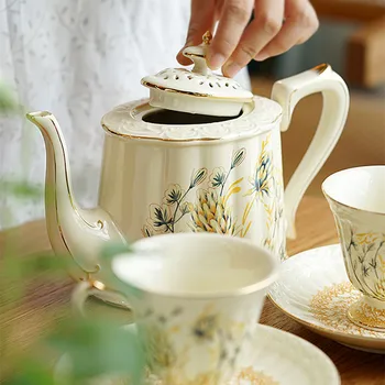 Kavos priedai prancūzijos gėlių arbatos rinkinys porceliano teacup puodelį arbatos popietės arbata nustatyti kavos puodelio juego tazas de kavinė y platonas