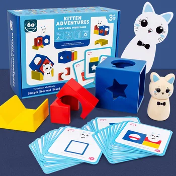 Montessori vaikų Žaidimo Kačiukas Magic Box, Statyba Blokai Įspūdį Loginį Mąstymą Ankstyvojo Ugdymo Pažinimo Dovana Vaikams