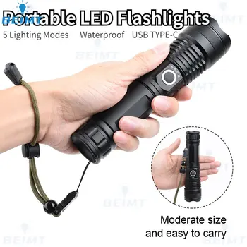 Nešiojamų LED Žibintuvėlis USB Įkrovimo Šviesos Didelės Galios Reguliuojamas Židinio Nuotolis yra Žibintuvėlis, Lauko Kempingas Pagalbos Žibintuvėlis