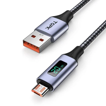 Micro USB/C Tipo Kabelis 3A Greito Įkrovimo Duomenų Kabelis Su Skaitmenine indikacija Įtampa dėl 