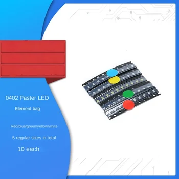 402 SMD LED bendrą komponentą paketas (raudona, mėlyna, žalia, geltona ir balta) yra 5 rūšių iš 10 dalių, kiekvieną jų.
