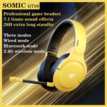 Somic G710 Bevielės Žaidimų Ausinės, 2.4 Ghz Gamer Ausines su Nuimamas Mikrofonas Bluetooth Ausines