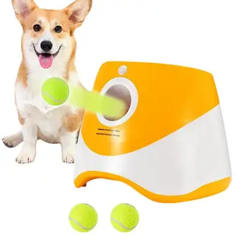 Dog Ball Launcher Reguliuojamas Nuleidimo Atstumas 3 Teniso Kamuoliukus Įtraukti Interaktyvus Pet Atnešti Žaislą Automatinė Kamuolį Metikas Šunų