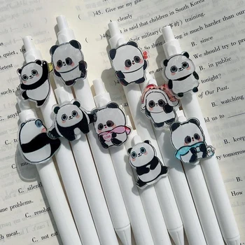 3 Vnt Mielas Panda Paspauskite Gelio Rašiklis Rollerball Pen Studentų Office Rašyti Įrankiai, juodas rašalas