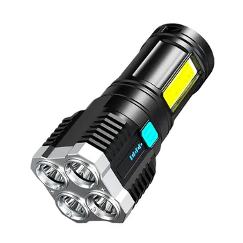 LED Žibintuvėlis USB Įkrovimo Aukštus Liumenų Taktinis Šviesos Sidelight 4X LED Zoomable Kišeninis Žibintuvėlis Nešiojamas Žibintuvėlis
