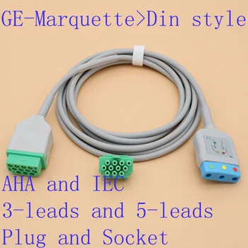 11P Din stiliaus 3/5 veda EKG EKG magistralinių kabelių GE-Marquette EKG EKG Brūkšnys PRO/Eagle/Saulės/Tramvajų sistemas.AHA/IEC,kištukas/lizdas.