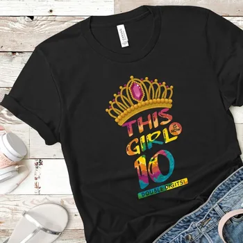 Ši Mergina Dabar yra 10 dviženklis, Print T-marškinėliai Mergaitėms 10-ojo Gimtadienio 100% Medvilnės Cool Mados Trumpas Rankovės Tees