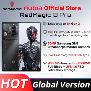 Pasaulinė Versija Nubija Redmagic 8 Pro 5G 6.8 colių 120Hz AMOLED Snapdragon 8 Gen 2 65W super greitai įkrauti 6000mAh NFC