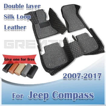 Automobilio Grindų Kilimėliai Jeep Compass 2007-2014 2015 2016 2017 Dvigubo Sluoksnio Auto Pėdų Pagalvėlės Užsakymą Kilimai, Interjero Priedai, Dalys